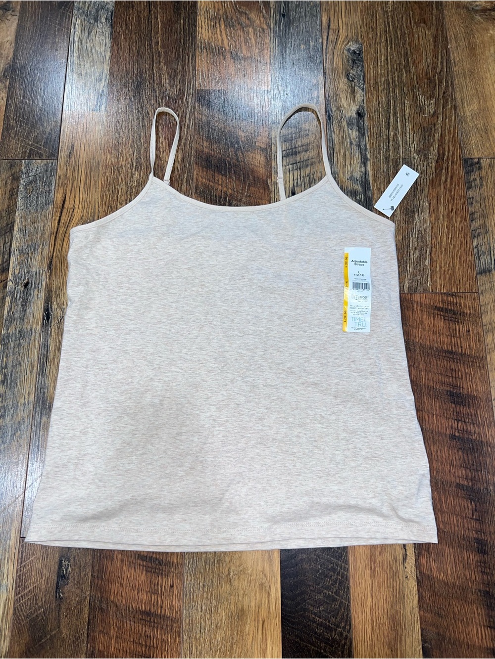 Time and Tru Women's Adjustable Strap Cami Adjustable Strap Cami Beige Large